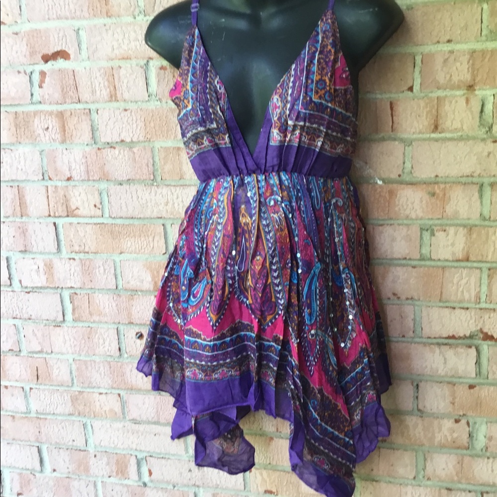 Assymetrical purple paisley top